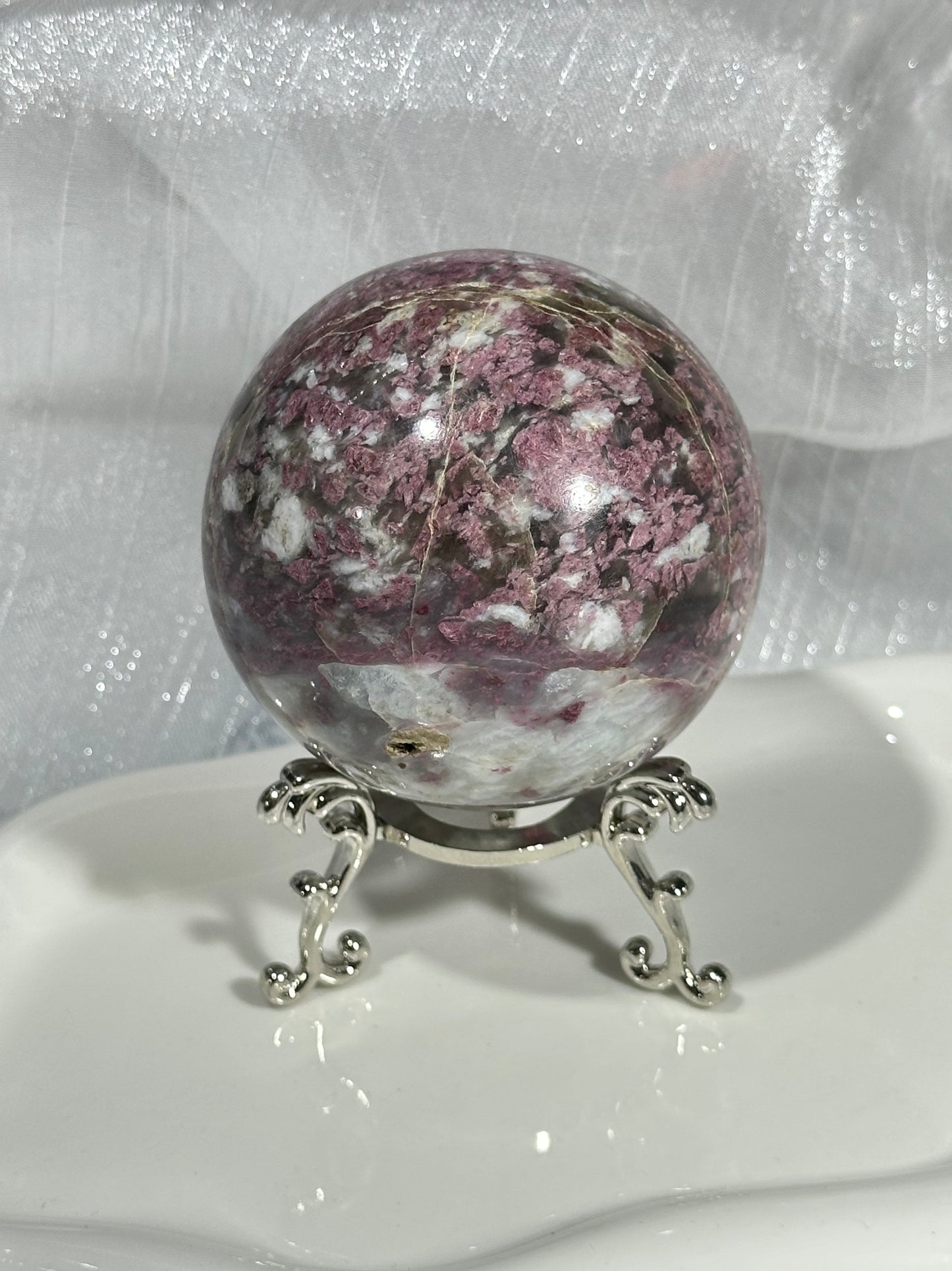Plum Blossom Tourmaline Crystal Ball
