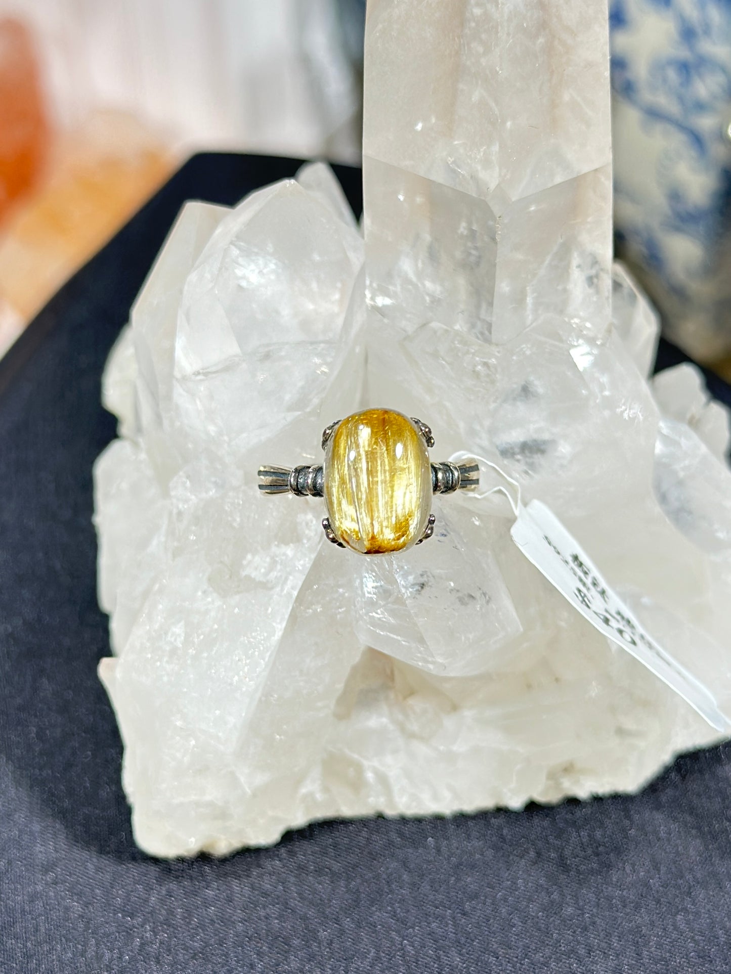 Golden Rutilated Quartz S925 Silver Ring