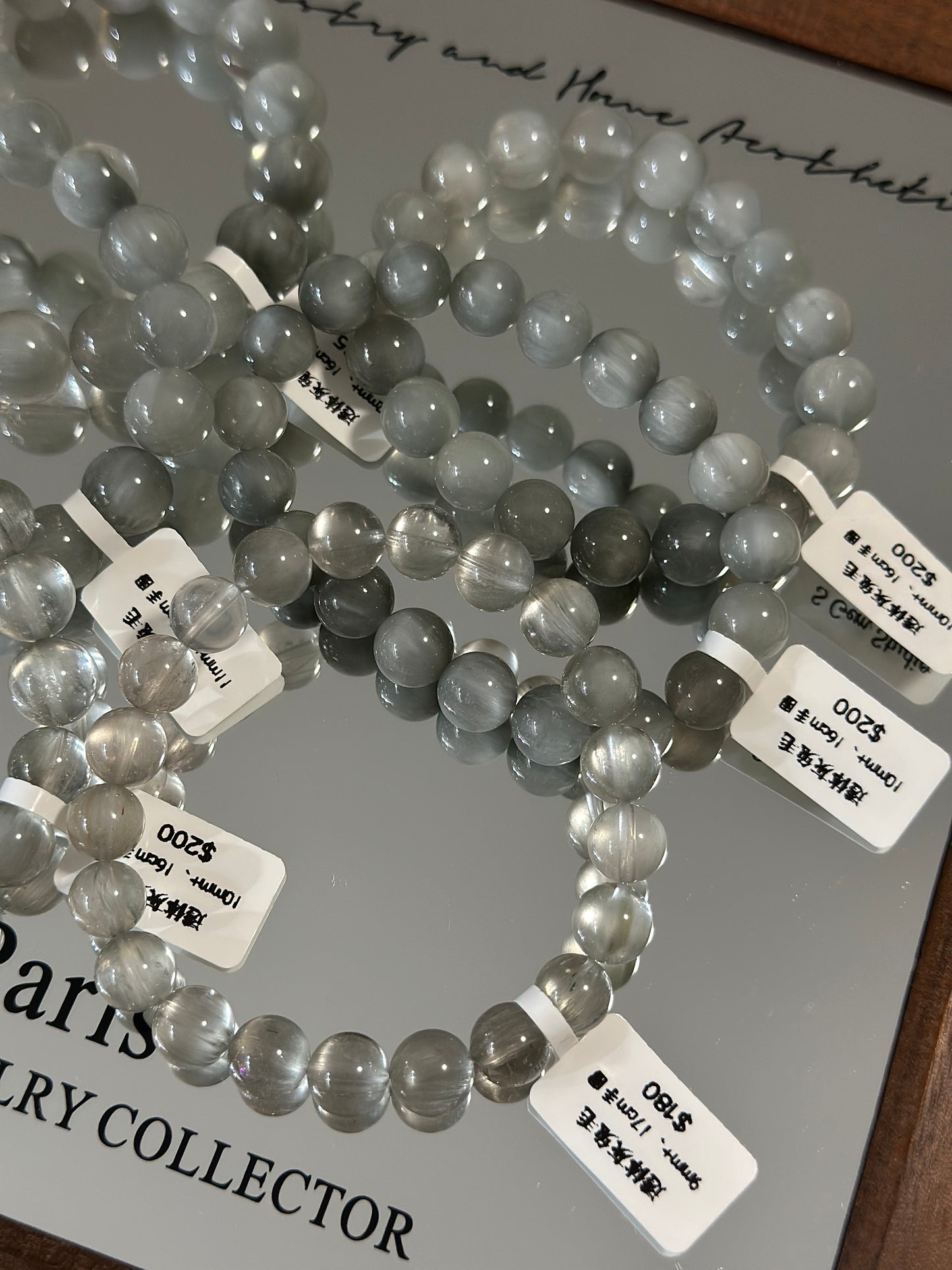 Transparent grey rabbit hair crystal