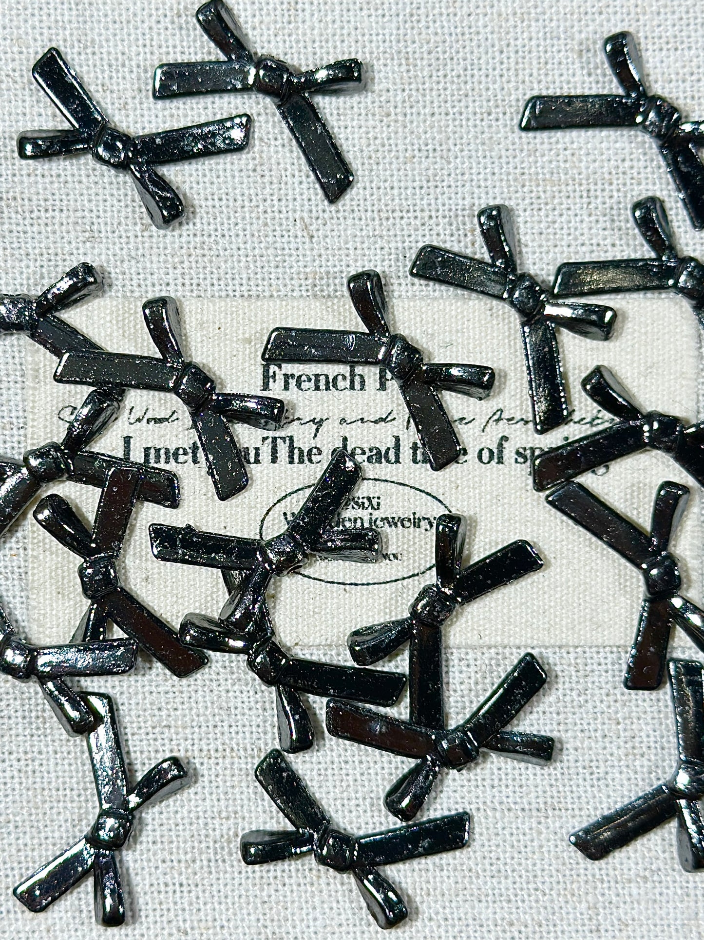 枪黑色蝴蝶结隔珠配件