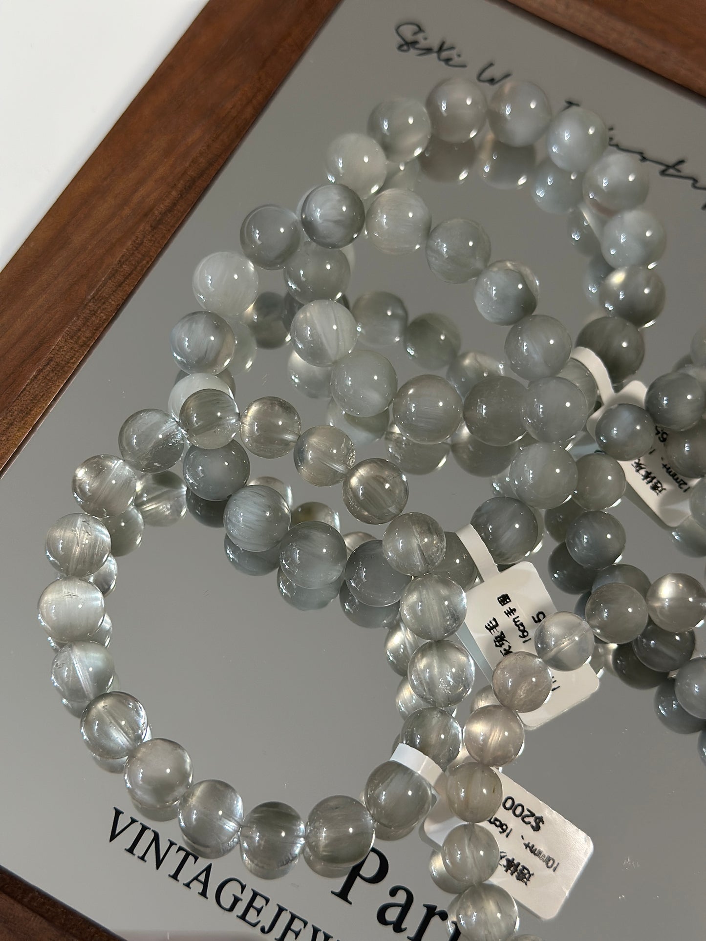 Transparent grey rabbit hair crystal