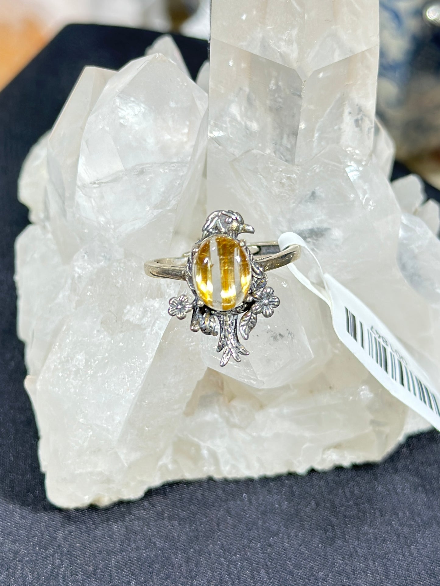 Golden Rutilated Quartz S925 Silver Ring