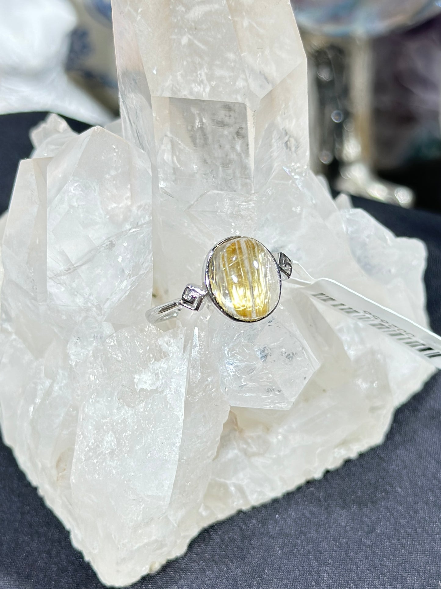 Golden Rutilated Quartz S925 Silver Ring
