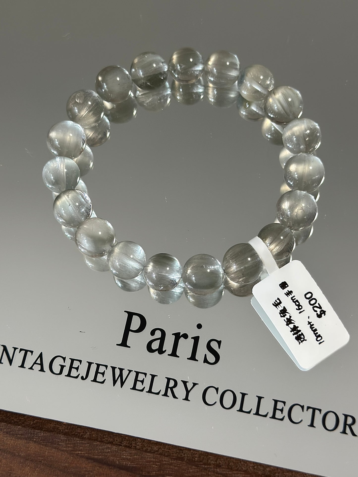 Transparent grey rabbit hair crystal