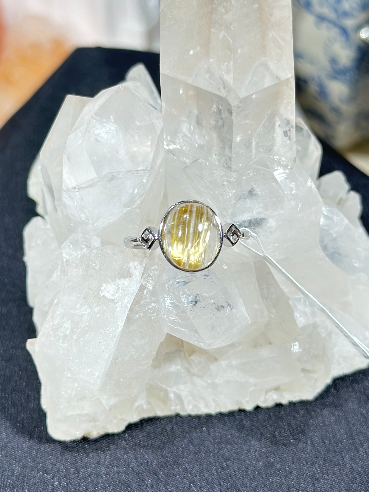 Golden Rutilated Quartz S925 Silver Ring