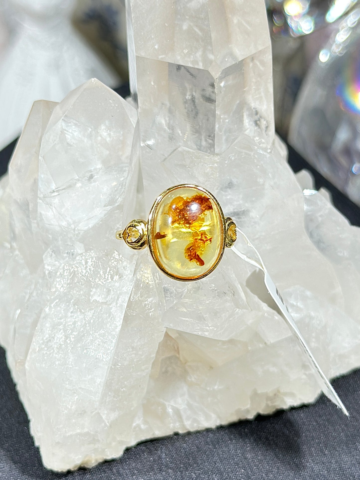 Amber S925 silver ring