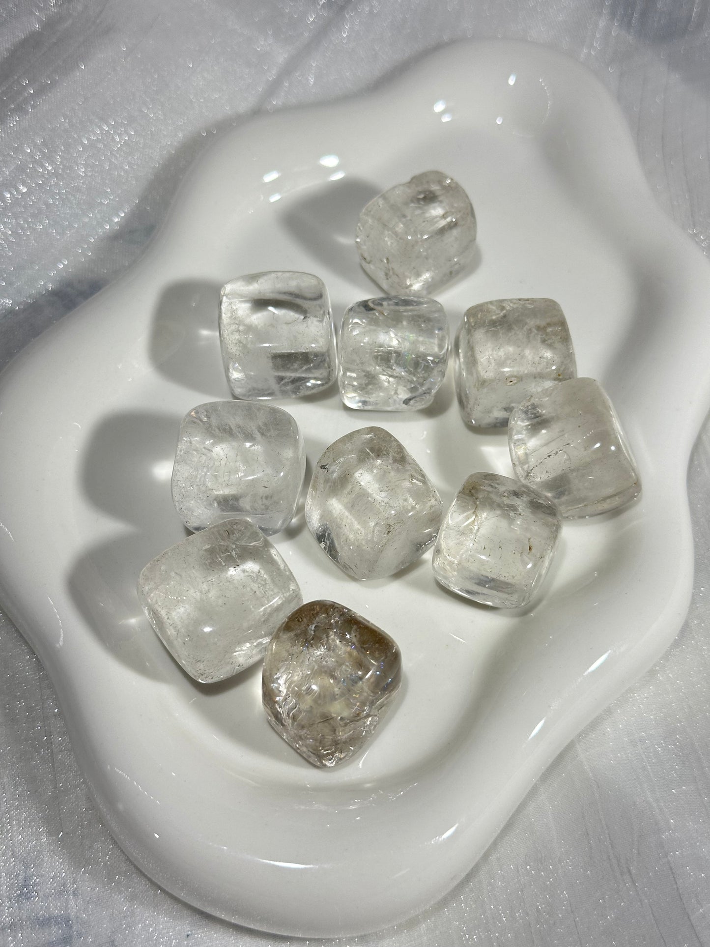 White crystal sugar cube raw stone