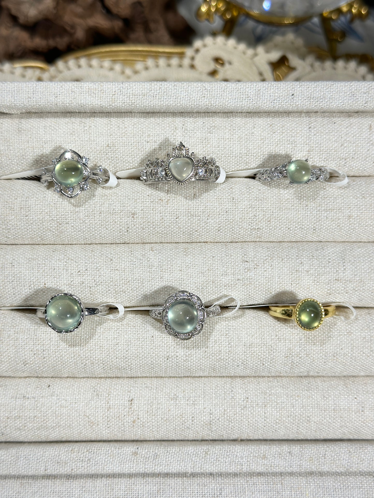 Green Prehnite Ring S925 Silver