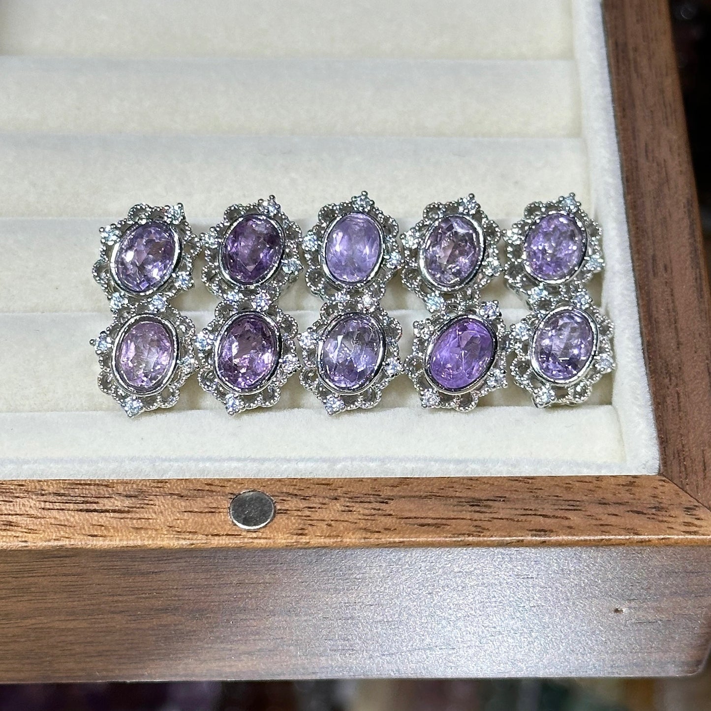 紫水晶 椭圆花款 魔盒