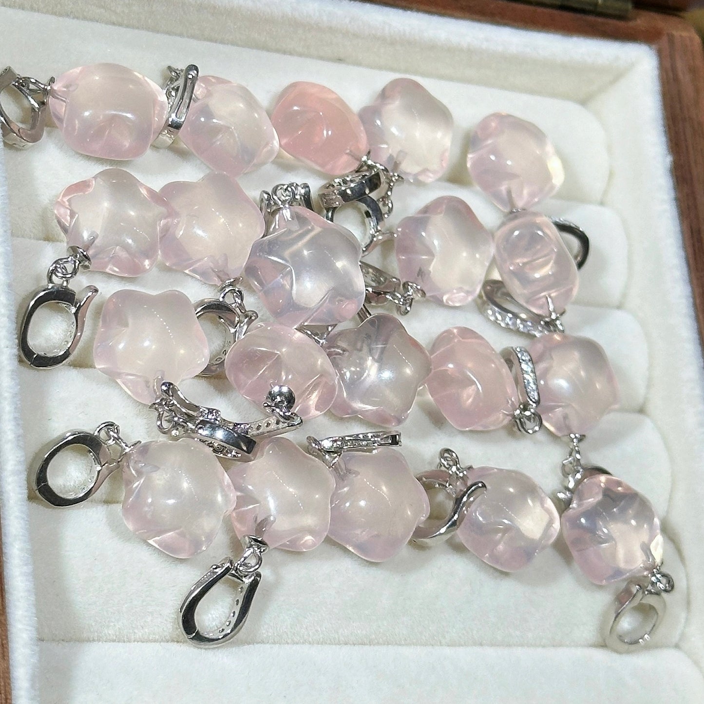 粉水晶星星吊坠 s925银