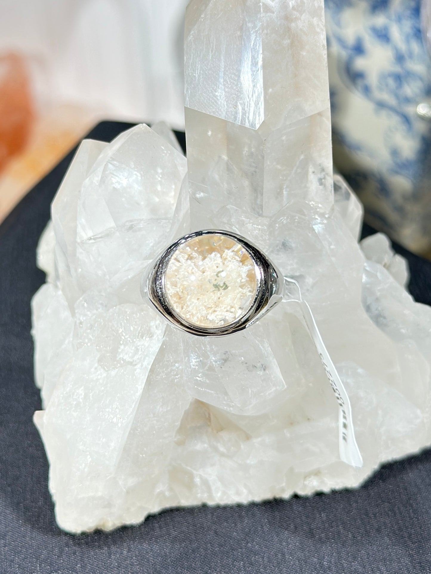 White Ghost Crystal S925 Silver Ring