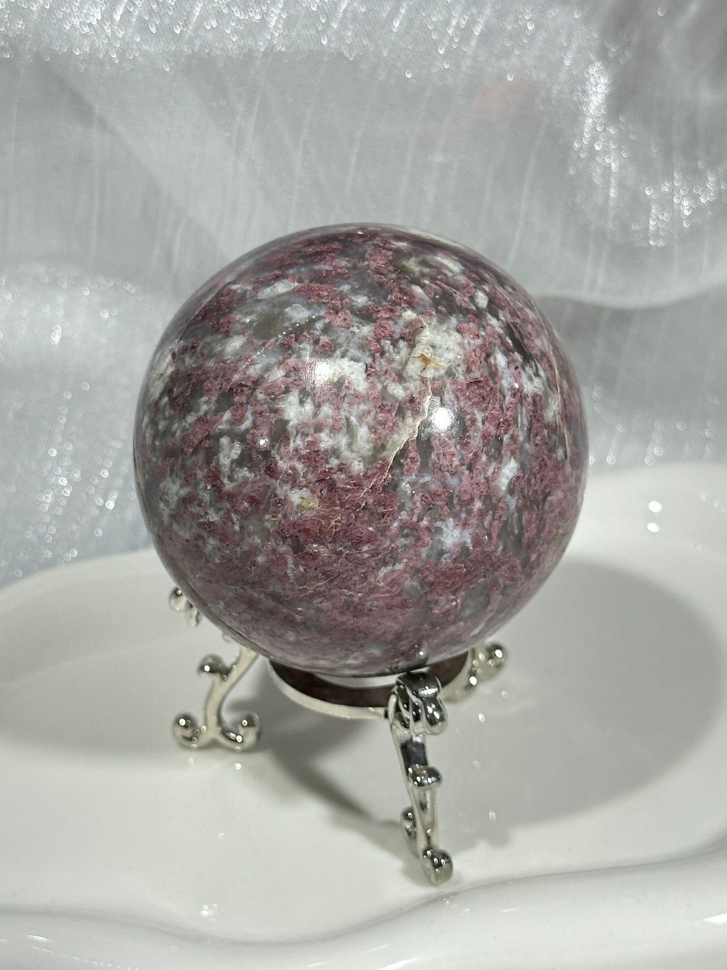Plum Blossom Tourmaline Crystal Ball