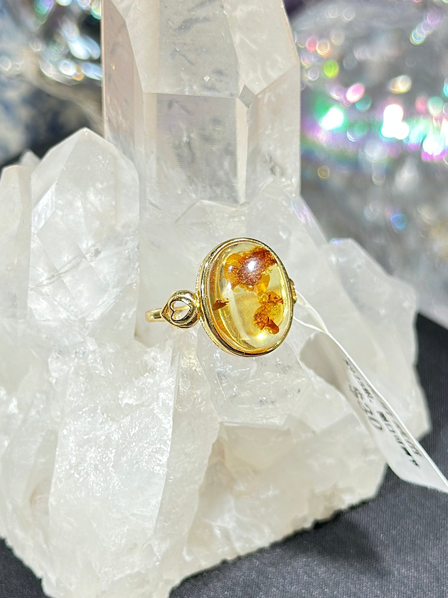 Amber S925 silver ring