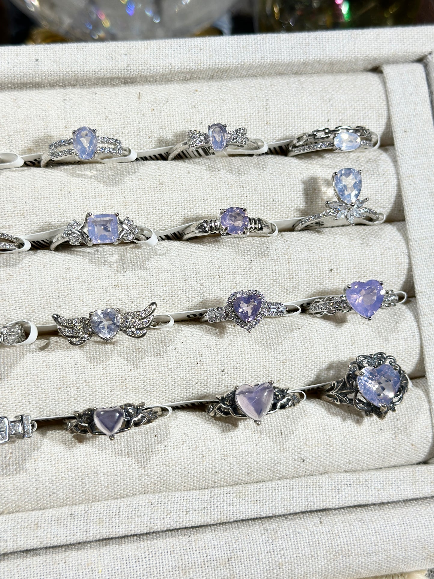 Purple jade crystal ring S925 silver