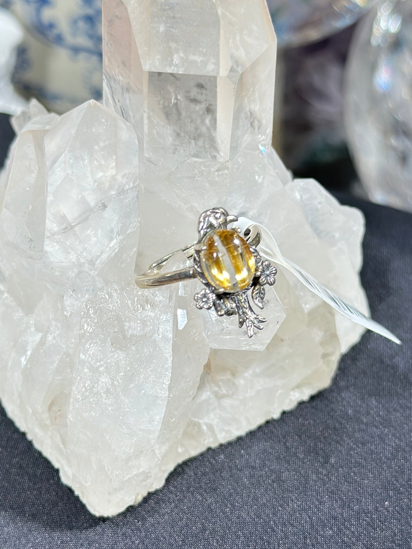 Golden Rutilated Quartz S925 Silver Ring