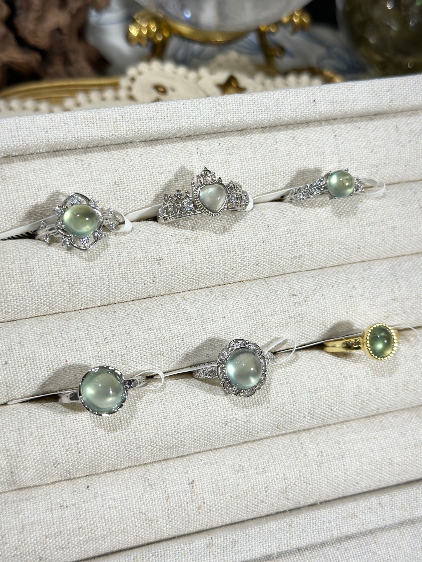 Green Prehnite Ring S925 Silver