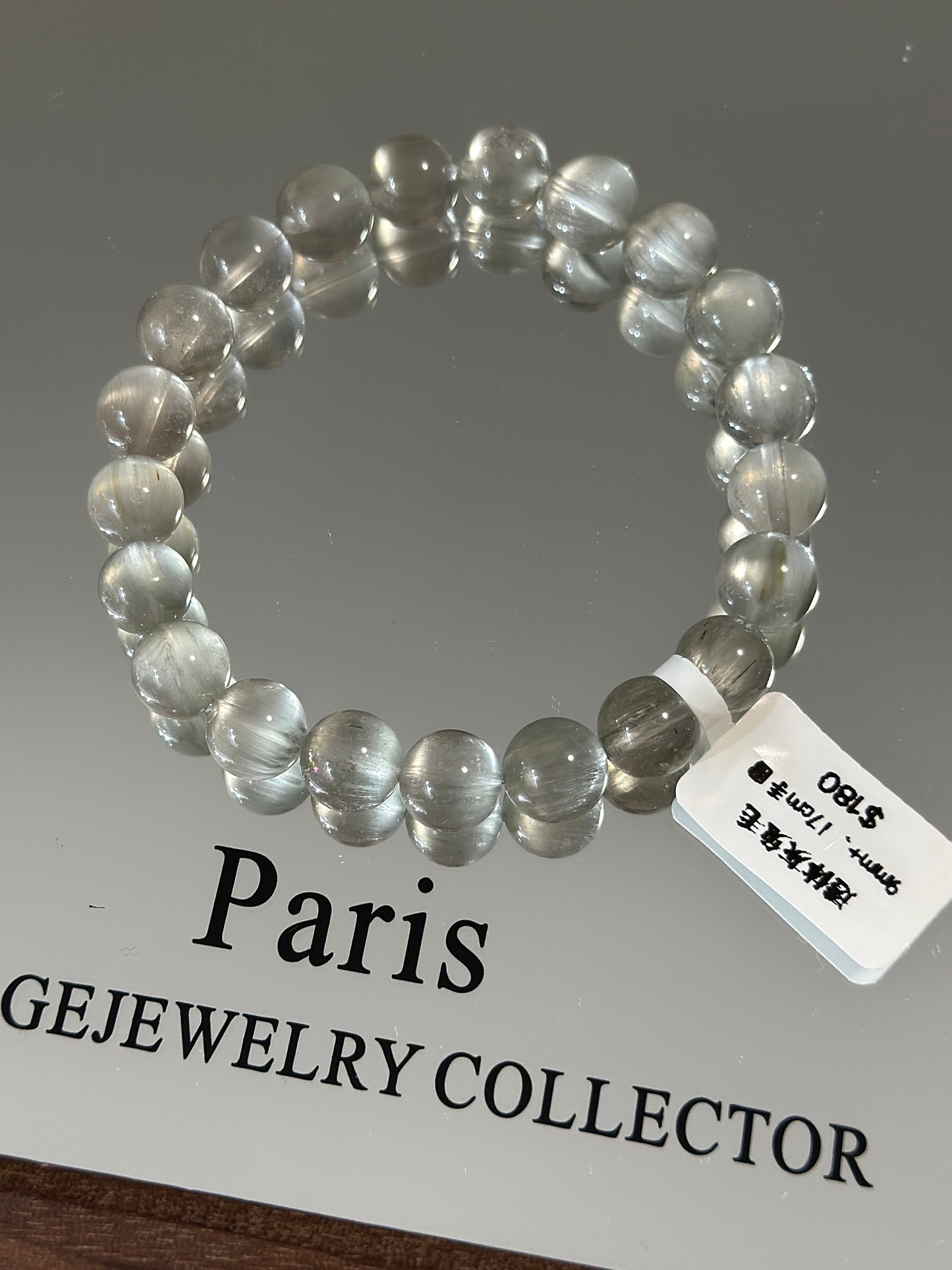 Transparent grey rabbit hair crystal