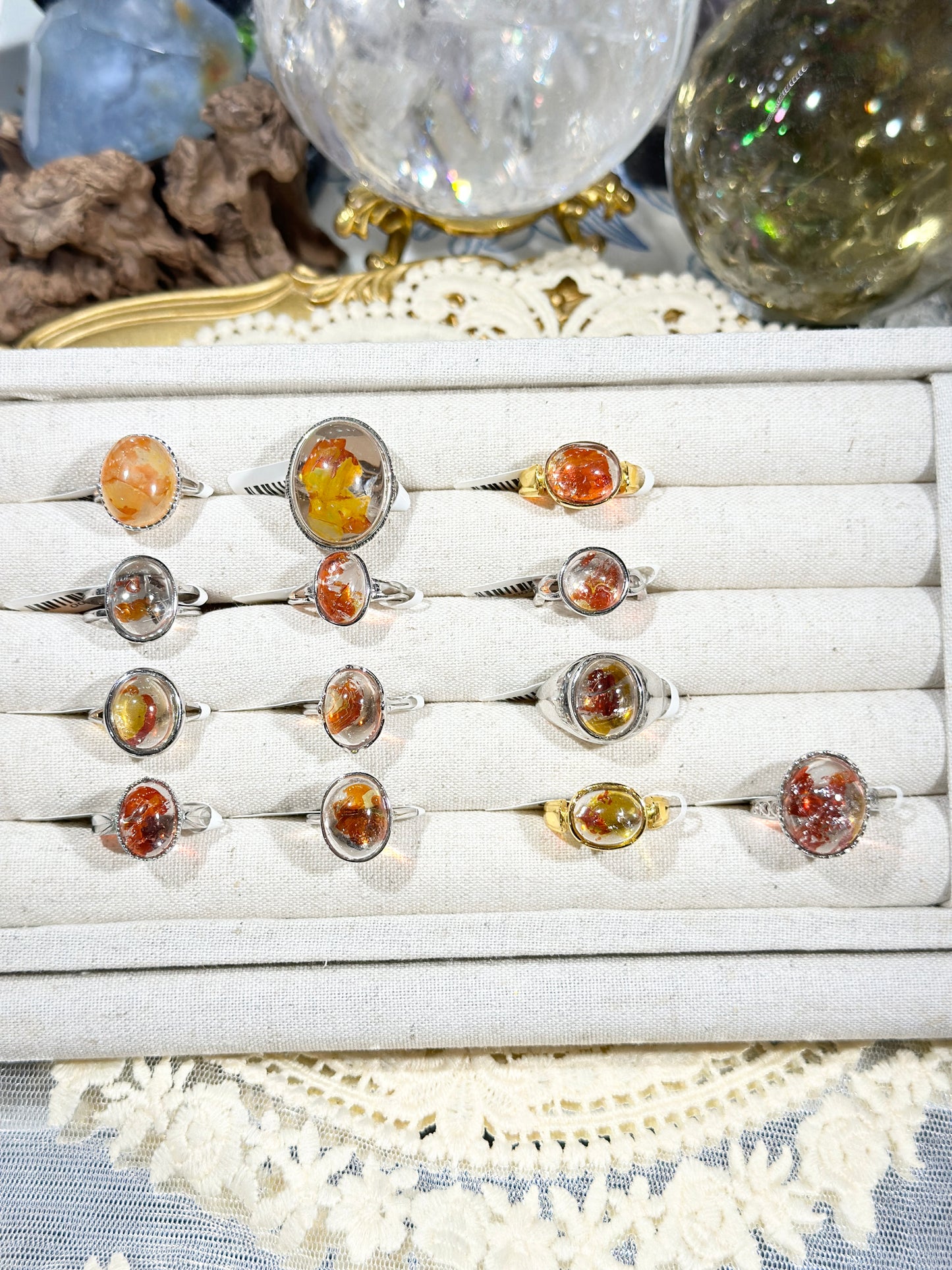 Koi Carp Rubber Flower Ring S925 Silver