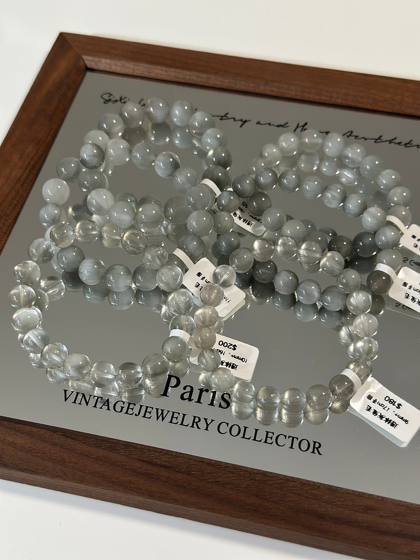 Transparent grey rabbit hair crystal
