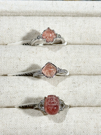 Strawberry Quartz Ring S925 Silver