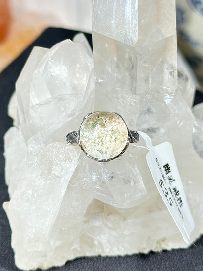 白幽灵水晶S925银戒指