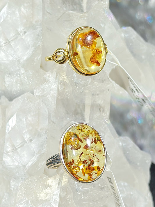 Amber S925 silver ring