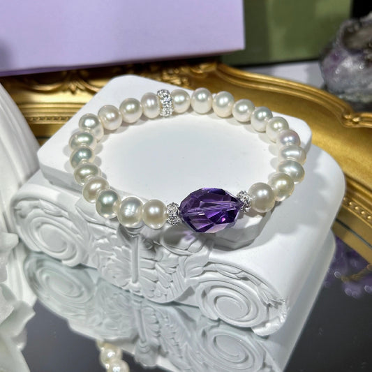 Pearl design amethyst free shape