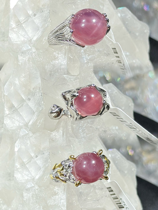 Purple Horse Pink Quartz S925 Silver Ring