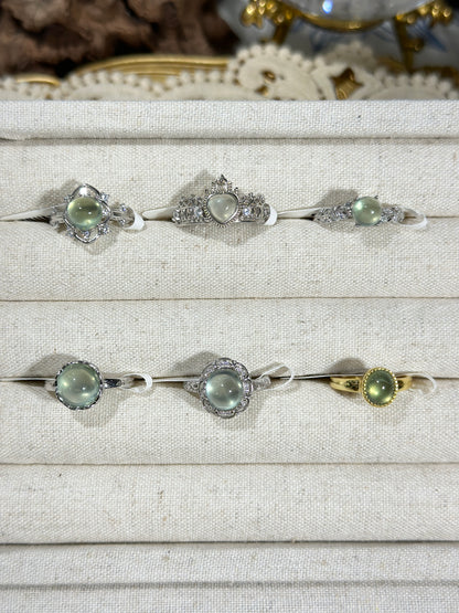 Green Prehnite Ring S925 Silver