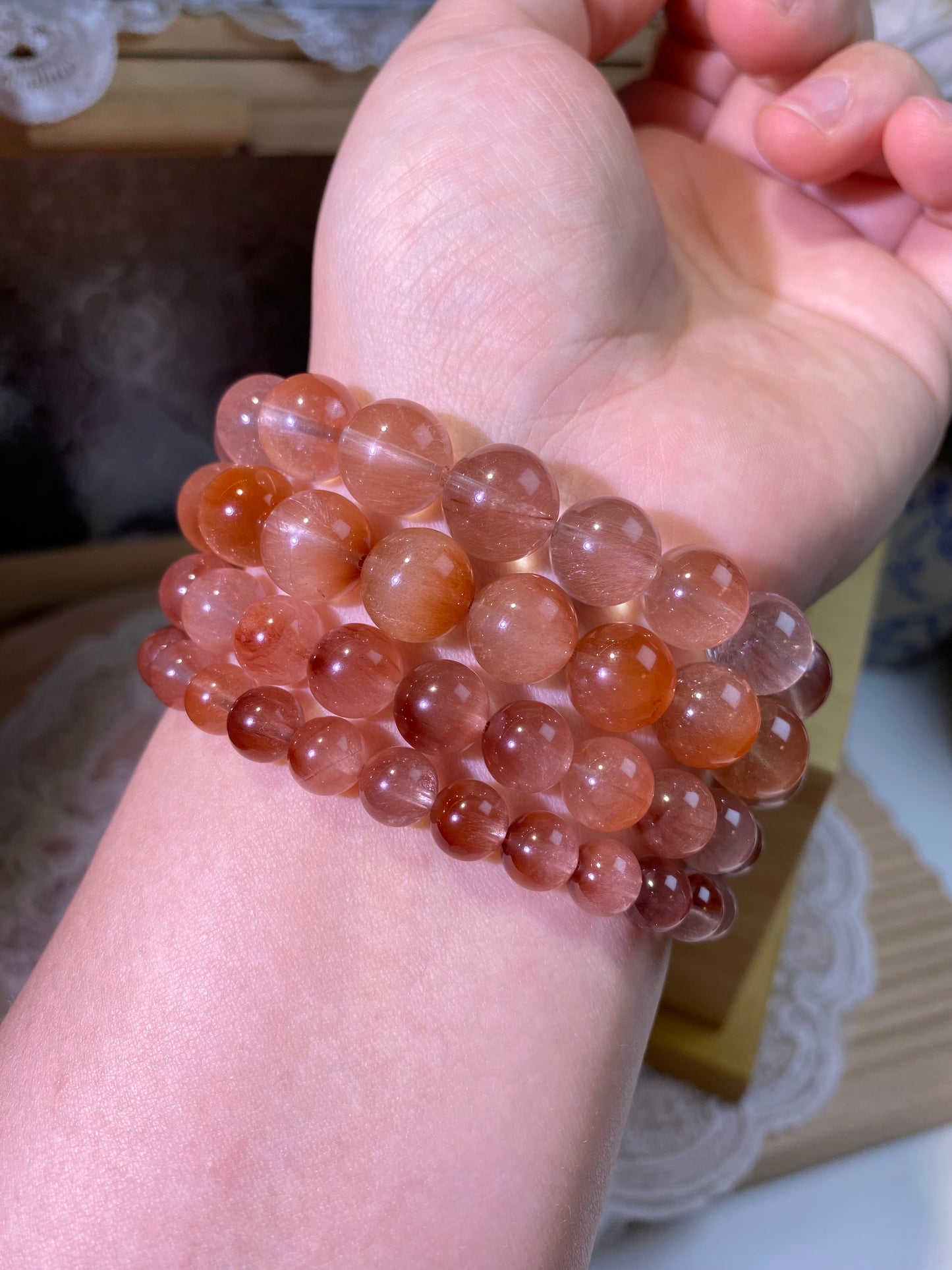 豆沙粉兔毛水晶