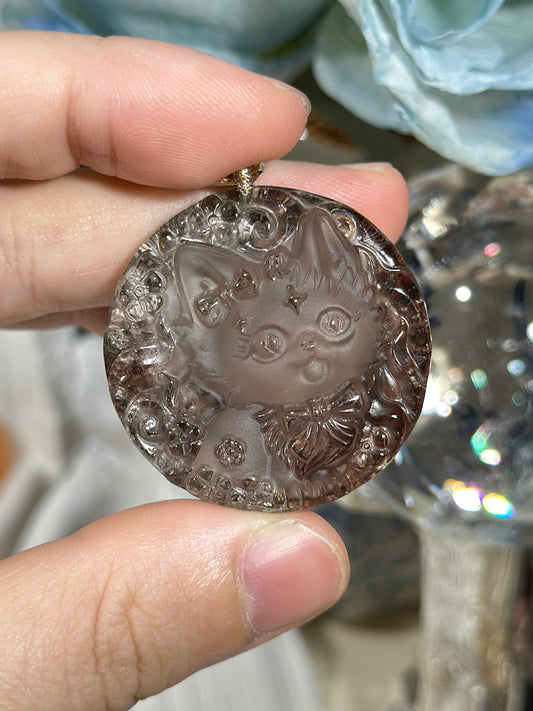 幽灵水晶雕刻狐狸牌套链