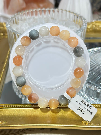 蓝彩兔毛水晶