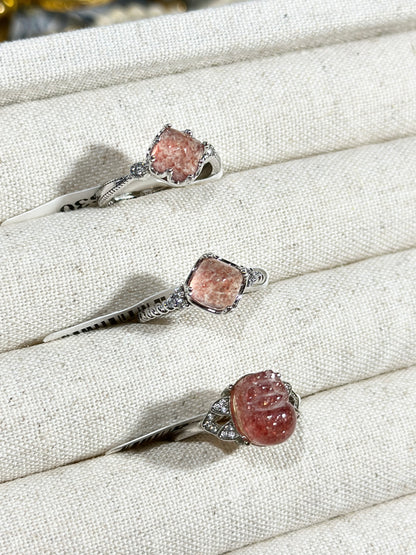 Strawberry Quartz Ring S925 Silver