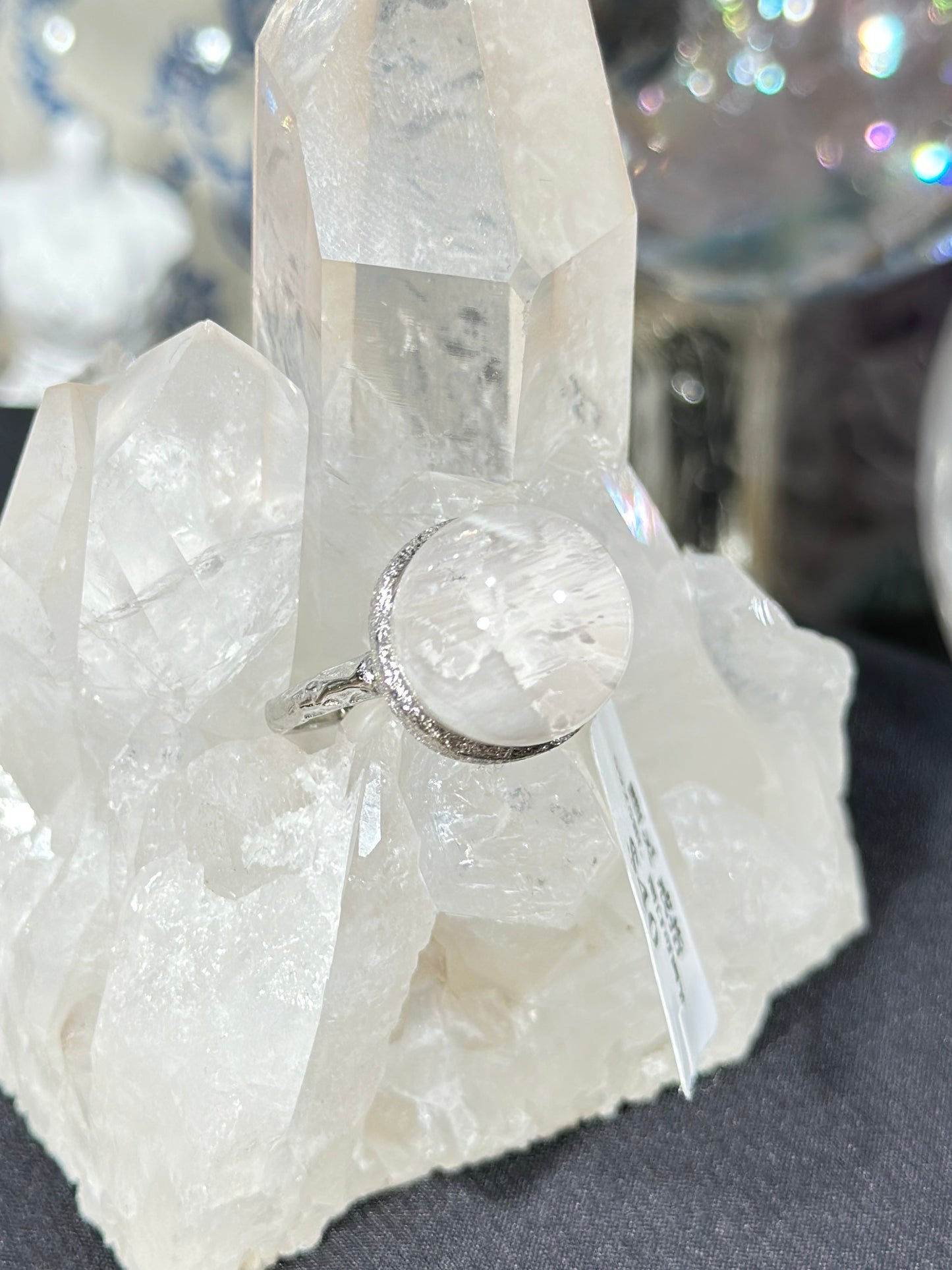 白幽灵水晶S925银戒指