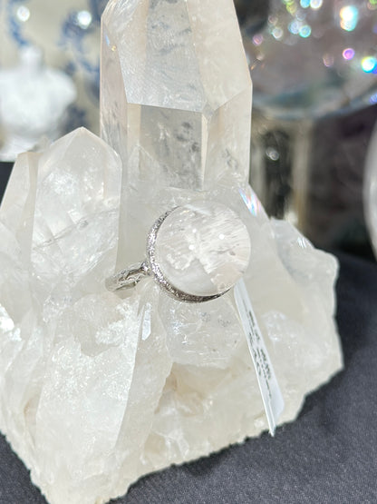 白幽灵水晶S925银戒指