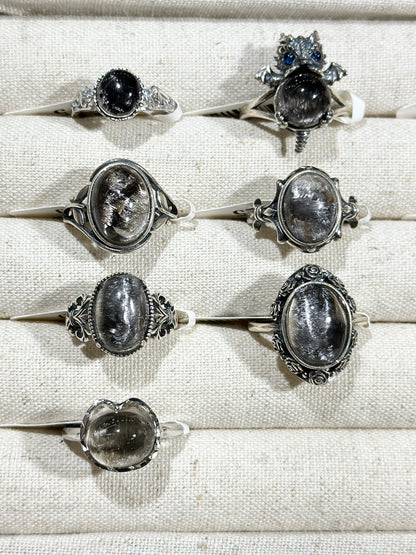Black silver titanium ring S925 silver