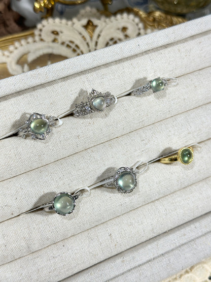 Green Prehnite Ring S925 Silver