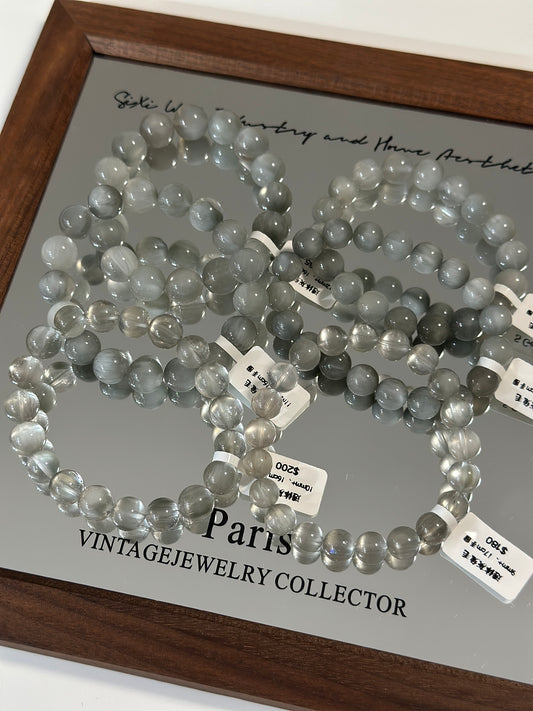 Transparent grey rabbit hair crystal